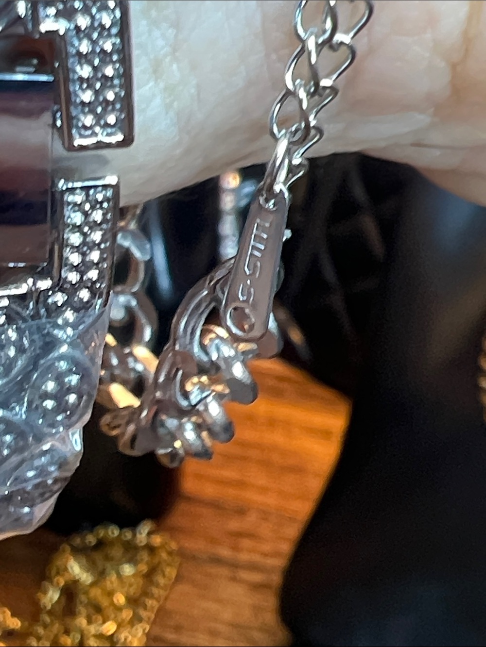 Polished Stainless Steel Silver Chain Bracelet with Letter Detail - Picture 5 of 5